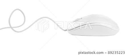 Modern wired optical mouse isolated on white Modern wired optical mouse isolated on white 89235223