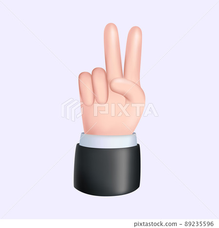 Peace or Victory Sign. Gesture Language. 3D Hand Icon 89235596