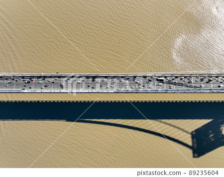 Aerial view of George Washington Bridge in Fort Lee, New Jersey, New York. USA 89235604
