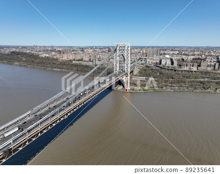 Aerial view of George Washington Bridge in Fort Lee, New Jersey, New York. USA Aerial view of George Washington Bridge in Fort Lee, New Jersey, New York. USA 89235641