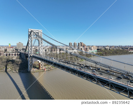 Aerial view of George Washington Bridge in Fort Lee, New Jersey, New York. USA Aerial view of George Washington Bridge in Fort Lee, New Jersey, New York. USA 89235642