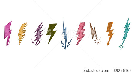 Watercolor hand drawn electric lightning bolt symbol. thunder symbol doodle icon .design element isolated on white background. vector illustration. 89236165