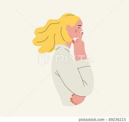 People portrait - Thinking people -Modern flat vector concept illustration of a young man thinking about something, half-length portrait, user avatar. Creative landing web page illustartion 89236215
