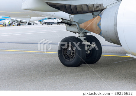Close up view wheel of airplane Close up view wheel of airplane 89236632