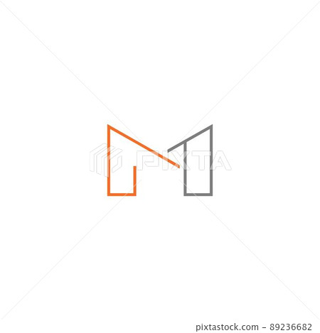 The initial logo of the letter M in combination with the number 1 is modern and minimalist 89236682
