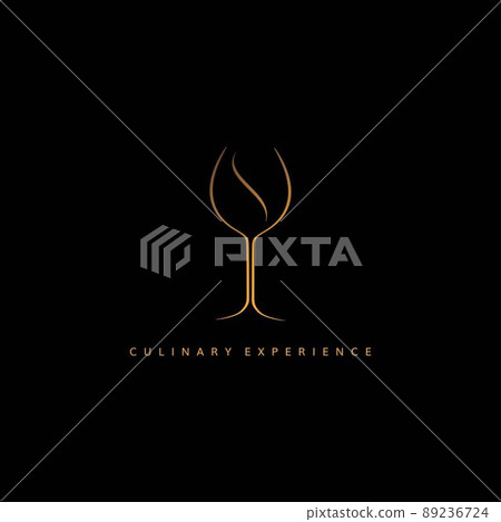 Modern and elegant coffee and wine glass combination logo 89236724