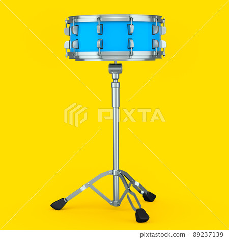 Realistic drum and wooden drum sticks and stand on yellow background. 3d render concept of musical percussion instrument, drum machine and drumset Realistic drum and wooden drum sticks and stand on yellow background. 3d render concept of musical percussion instrument, drum machine and drumset 89237139