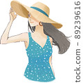 A woman wearing a straw hat 89239616