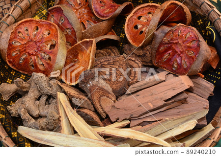 Thai natural herbs ingredients for boiling, Thai traditional alternative medicine. Thai natural herbs ingredients for boiling, Thai traditional alternative medicine. 89240210