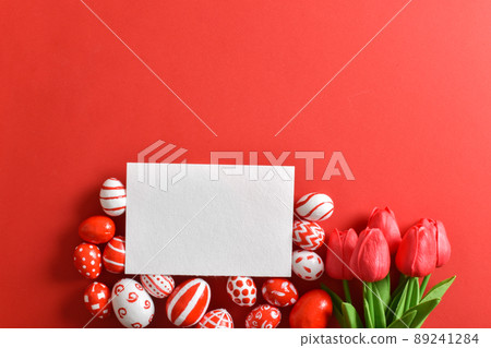 Easter banner with a blank sheet of paper and Easter 89241284