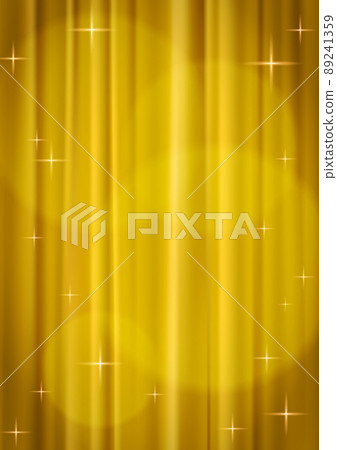 Illustration of a luxurious glittering golden curtain in the spotlight Background material_Vertical position (vector) 89241359