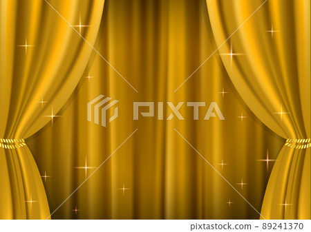 Illustration background material (with vector) of a luxurious glittering golden curtain in the spotlight 89241370