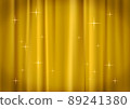 Illustration background material (with vector) of a luxurious glittering golden curtain in the spotlight 89241380