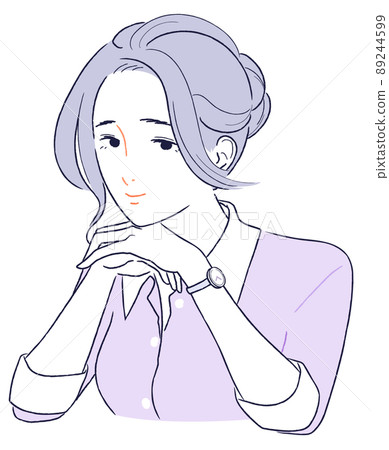 一位身穿襯衫、戴著面頰棒微笑的成年女性 一位身穿襯衫、戴著面頰棒微笑的成年女性 89244599