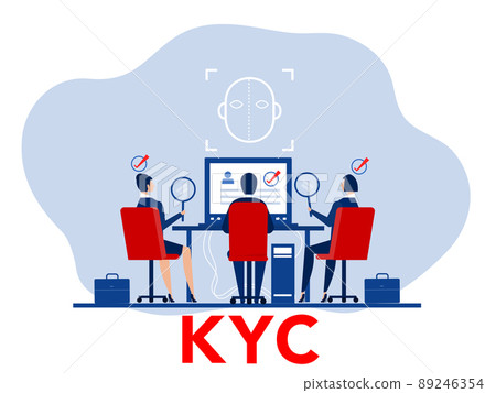 KYC or know your customer with business verifying the identity of its clients concept at the partners-to-be through a magnifying glass vector illustrator KYC or know your customer with business verifying the identity of its clients concept at the partners-to-be through a magnifying glass vector illustrator 89246354