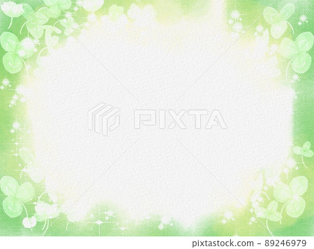 Four-leaf clover and white clover green card frame Four-leaf clover and white clover green card frame 89246979