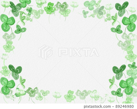 Four-leaf clover and white clover green card frame Four-leaf clover and white clover green card frame 89246980