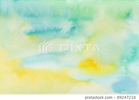 Waterside colors, light blue and yellow bleeding watercolor background Waterside colors, light blue and yellow bleeding watercolor background 89247218
