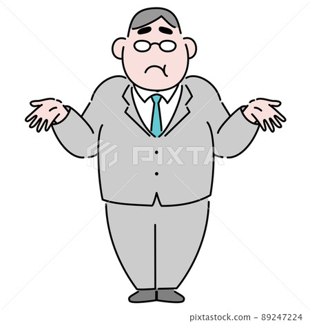 胖經理男性插畫素材聳聳肩 胖經理男性插畫素材聳聳肩 89247224