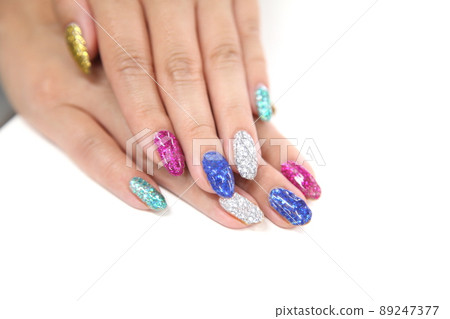 Pink Blue Gold Silver Green Lame Colorful Nail Pink Blue Gold Silver Green Lame Colorful Nail 89247377