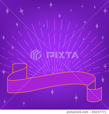 Glitter diamond and sunburst rays, purple gradient background of text frame ribbon, 1: 1 ratio size 89247771
