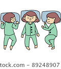 Illustration of lying on your stomach, lying on your back, sleeping sideways 89248907