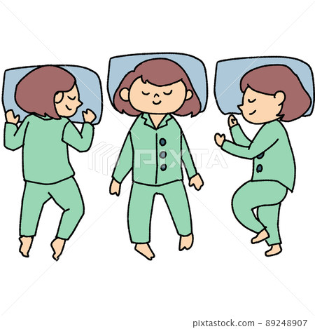 Illustration of lying on your stomach, lying on your back, sleeping sideways 89248907