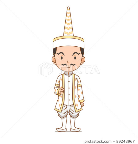 Cartoon character of Thai Angel male in white brahmin dress. 89248967