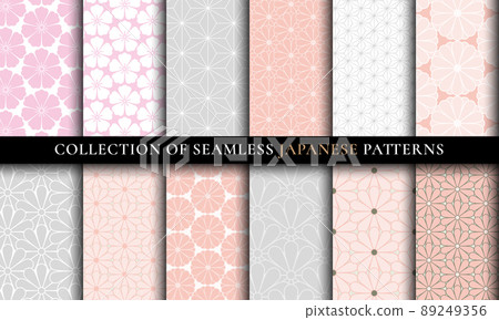 Japanese Asian traditional seamless patterns collection set 89249356