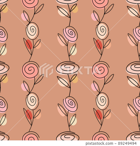 Delicate pattern with roses in nude tones 89249494