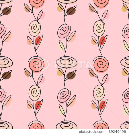 Pink pattern with roses in nude tones 89249496