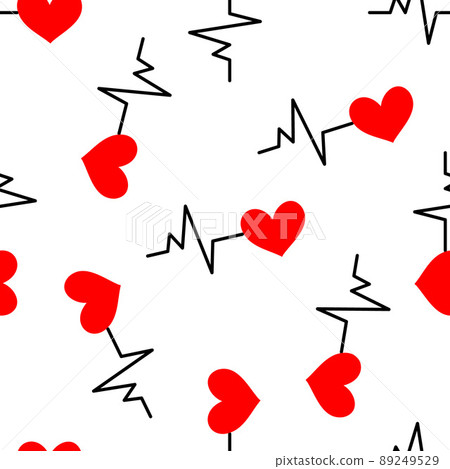 Seamless pattern with heart icon with heartbeat symbol 89249529