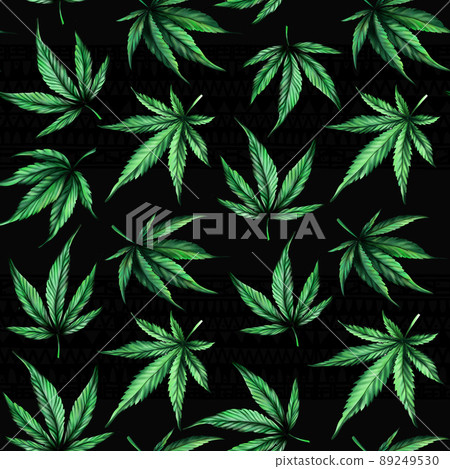 The seamless cannabis leaf pattern on a black background.marijuana pattern The seamless cannabis leaf pattern on a black background.marijuana pattern 89249530