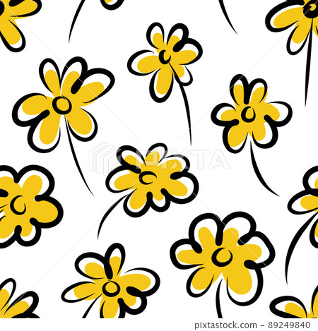Seamless pattern of yellow wildflowers on a... - Stock Illustration ...