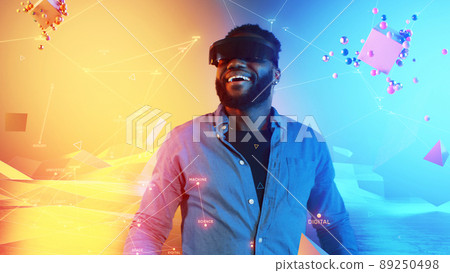 Black man exploring meta universe Black man exploring meta universe 89250498