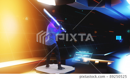 Man playing in virtual reality Man playing in virtual reality 89250525