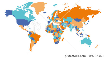 Simplified smooth border World map Simplified smooth border World map 89252369