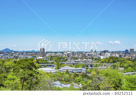 Sendai city panoramic view Sendai city panoramic view from Aoba Castle ruins 89252511