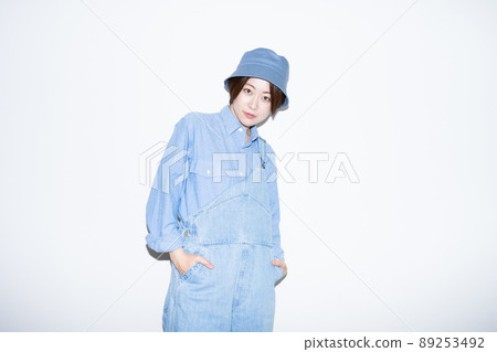 Female portrait of denim outfit Female portrait of denim outfit 89253492