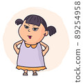 little grimacing girl vector illustration. Emotional expression 89254958