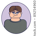 office man with glasses sticker. Cartoon character people work 89254960