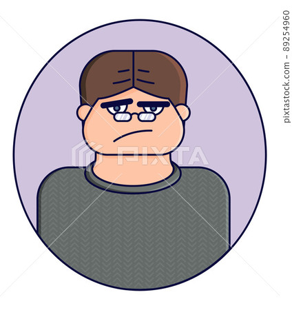 office man with glasses sticker. Cartoon character people work office man with glasses sticker. Cartoon character people work 89254960