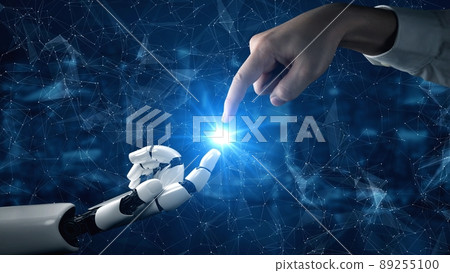 Futuristic robot artificial intelligence enlightening AI technology concept 89255100