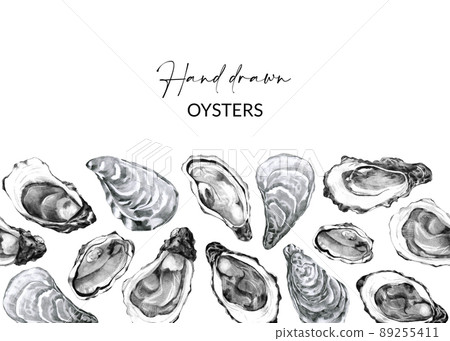 Design with hand drawn oysters 89255411