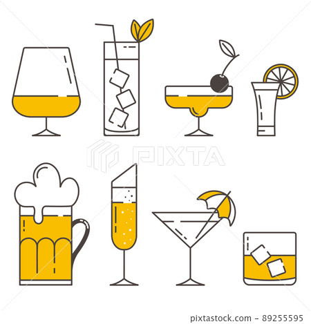 Set of alcoholic drinks on a white background. 89255595