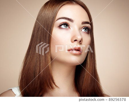 Beautiful woman face. Perfect makeup 89256378