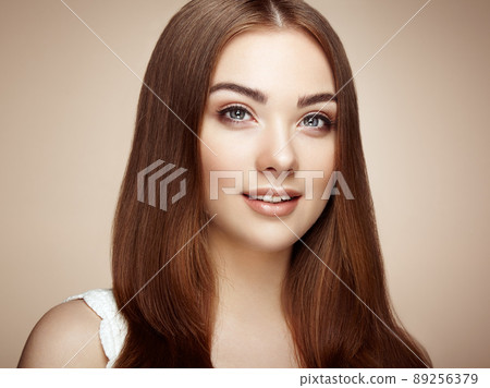 Beautiful woman face. Perfect makeup 89256379