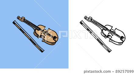 Violin. Musical instrument. Hand drawn sketch in vintage doodle style. Violin. Musical instrument. Hand drawn sketch in vintage doodle style. 89257099