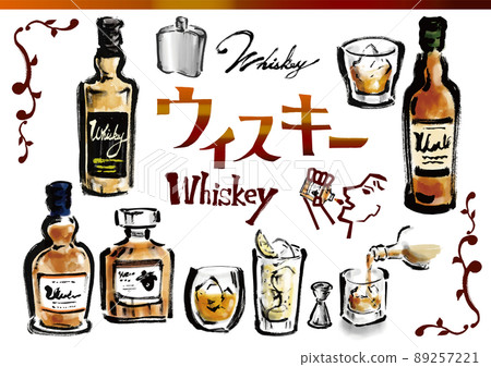 Hand drawn illustration of whiskey illustration set Hand drawn illustration of whiskey illustration set 89257221