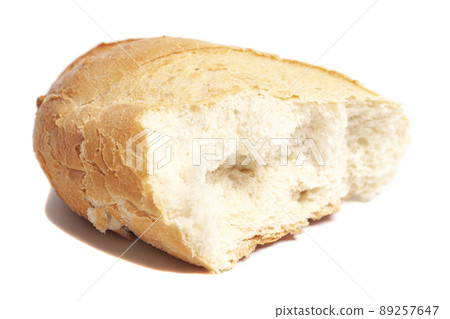 Broken white bread isolated on white Broken white bread isolated on white 89257647